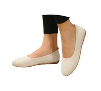 Ladies Summer Shoes Soft Sole Round Toe Womens Loafers Solid Color Breathable Knit Ballet Pumps Breathable Fashion Spring and Summer Slip On Flat Shoes for Office Work and Seaside Escapes Beige