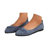 Ladies Summer Shoes Solid Color Mesh Upper Slip On Loafers with Bow Tie Breathable Hollow Out Perforated Flats Non Slip Lightweight Arch Support Shoes for Weekend Getaways and Casual Outings Blue