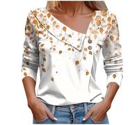 Ladies Summer Tops Long Sleeve Casual Floral Shirt Women Elegant V Neck Button-Up Blouse Loose Fit Tee Shirts Graphic Tees Pullover Blouse Going Out Shirts Daily Party Tunics