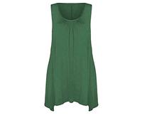 Ladies Summer Tops |Womens Vest Tunic Ladies Tops Sleeveless Blouse Swing Flared Hannky Long Plus Size Tops Wiggly Fashion Khaki