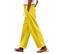Ladies Summer Trousers Elasticated Waist Plus Size Comfort Outdoor Pants with Drawstring Soft Comfort Casual Womens Trouser with Side Pocket Solid Color Lightweight Breathe Women'S Pant
