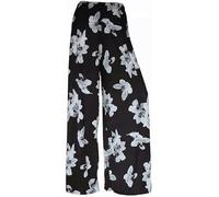 Ladies Summer Wear Palazzo Pants Paisley Print Trousers Loose Fit Baggy Bottoms Womens Street Fashion Plus Size Floral Printed Palazzo Casual Wear Trouser (Black Lily UK 24-26)