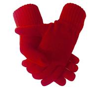 Ladies Super Soft Warm Fine Knit Thermal Winter Gloves (Red)