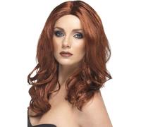 Superstar Wig Auburn Long Wavy With Skin Parting