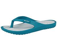 Ladies Surf EVA Toe Post Slip On Flip Flops Flat Beach Pool Sandals Size 3-8 (UK 5/EU 38, Turquoise/Grey)