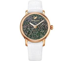 Ladies' Swarovski Crystalline Hours White Strap Rose Gold Dial Watch 5344635, Quartz Movement