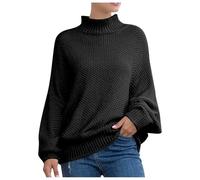 Ladies Sweaters, European Style Women's Chunky Knit Batwing Sleeve Roll Neck Pullover Sweater for Cozy Winter Wear