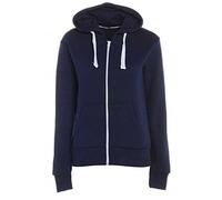 Ladies Sweatshirt Fleece Full Zipper Hooded Lightweight Long Sleeve Zipper Top Women’s Long Sleeve Two Side Pocket Loose Fit Zip Up Plain Hoodie Top (Navy, UK 22-24)