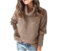 Ladies Sweatshirts Casual Oversized Long Sleeve Knitted Pullover Elegant Turtleneck Lightweight Loose Sweater Tops Ribbed Solid Sweaters Jumpers Knitwear Pullovers 8-22