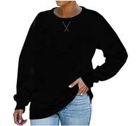 Ladies Sweatshirts Elegant Solid Color Basic Sweatshirts Autumn Winter Loose Longline Pullover Long Sleeve Lightweight Crewneck Jumpers Oversized Cute Pullovers Tops