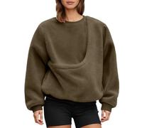 Ladies Sweatshirts,Hoodless Pullover Sweatshirt With Pocket For Small And Cats Cozy Soft Fleece Front Style Cuddly