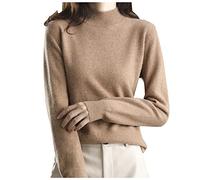 Ladies Sweatshirts,Ladies Jumpers Size 14,Women's Cashmere Jumpers Oversized Merino Wool Semi Turtleneck Sweaters Casual Long Sleeve Knitted Base Shirt Ladies Autumn Winter Warm Sweater Tops,Brown M