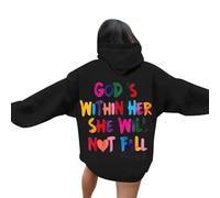 Ladies Sweatshirts Lady's Fall Hoodie Father Day God Is In Her Tops for Women Uk (Black, XXL)