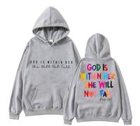 Ladies Sweatshirts Lady's Fall Hoodie Father Day God Is In Her Tops for Women Uk (Grey, XXXXL)