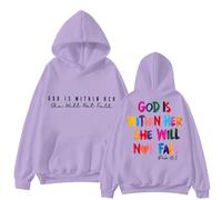 Ladies Sweatshirts Lady's Fall Hoodie Father Day God Is In Her Tops for Women Uk (Purple, XXL)