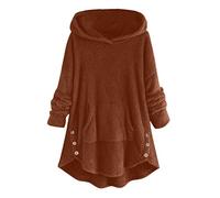 Ladies Sweatshirts Soft Teddy Fleece Sherpa Blanket Hoodie Oversized Winter Fluffy Long Sleeve Jumpers Sweatshirt Comfortable Fluffy Pullover Cosy Solid Color Loungewear