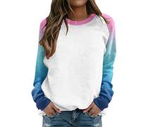 Ladies Sweatshirts Uk,Suitable Tops For Women Raglan Crewneck Tops Gradient Solid Print Sweatshirts Top Long Sleeve Color Block Pullover Cute Clothing