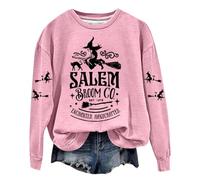 Ladies Sweatshirts without Hood Autumn and Winter Halloween Witch Print SALEM Long Sleeve Solid Color Pullover Top Fleece Hoodie Women Ladies Sweatshirt Sweatshirt with Zip Women Hoodie Women Y2K