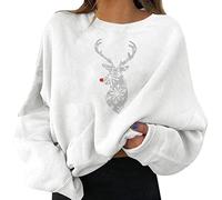 Ladies Sweatshirts Without Hood, Christmas Jumpers Women Chrtistmas Graphic Print Jumper Long Sleeve Shirt Unisex Festive T Pullover Causal Crewneck Tops for Women/men Oversized Sweat Fashionable