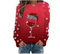 Ladies Sweatshirts Without Hood, Christmas Tops for Women Uk Pullover Causal Crewneck Sweat Women/men Novelty Sportswear Graphic Print Jumpers Spring Autumn Winter Fashionable Jumper Basic Loose S-Xxl