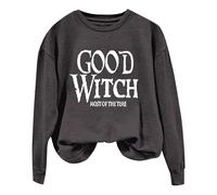 Ladies Sweatshirts Without Hood Time Lettered Halloween Print Pullover Crew Neck Sweatshirt Women Pack Sleep Tshirts Shirts for Cute Casual Workout Womens Hawaiian Denim Short Sleeve Shirt Dark Gray