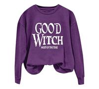 Ladies Sweatshirts Without Hood Time Lettered Halloween Print Pullover Crew Neck Sweatshirt Women Pack Sleep Tshirts Shirts for Cute Casual Workout Womens Hawaiian Denim Short Sleeve Shirt Purple