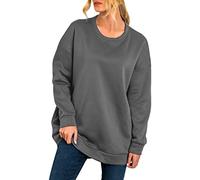 Ladies Sweatshirts Without Hood,Womens Casual Loose Outerwear Top With Mouth Loan Solid Color Long Sleeve Round Neck Sweatershirts