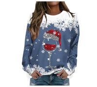 Ladies Sweatshirts Without Hood, Womens Christmas Jumpers Chrtistmas Graphic Print Jumper Long Sleeve Shirt Unisex Festive Pullover Crewneck Basic Loose Novelty Tops T Causal for Women/men Oversized