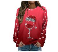 Ladies Sweatshirts Without Hood, Women's Christmas Jumpers T Shirt Unisex Pullover Causal Crewneck Tops for Women/men Oversized Jumper Print Basic Loose Family Chrtistmas Graphic Long Sleeve Festive