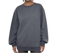 Ladies Sweatshirts without Hood, Womens Oversized V Neck Long Sleeve Casual Loose Fit Pullover Sweaters Top Solid Color Thin Sweatshirts Shirts Gifts for Her,Dark Gray,M,u34a