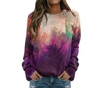 Ladies Sweatshirts,Women Casual Tie Dye Gradient Color Matching Printing Sweatshirt Top Long Sleeved Sweatshirt Casual Pullover Top
