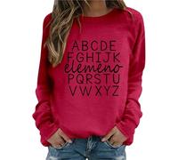 Ladies Sweatshirts,Womens Elemeno Sweatshirt Kindergarten Alphabet Shirts Teacher Long Sleeve Early Education Pullover Tops