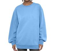 Ladies Sweatshirts, Womens Solid Color Long Sleeve Crew Neck Sweater Pullover Tops Trendy Comfortable Sweatshirt Jumpers 21st Birthday Gifts for Her,Light blue,S,u45a