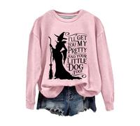 Ladies Sweatsuits Women's Halloween Witch I'll Get You My and Your Little Dog Too Causal Sweatshirt Christmas Jumpsuit Women (Pink, M)
