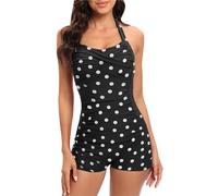 Ladies Swimming Costumes Push up Womens Swim Shorts V Neck Twist Front Bathing Suit Ladies Beach Swimming Costume Mesh Swimming Costume Swimsuit with Shorts Today's Deals