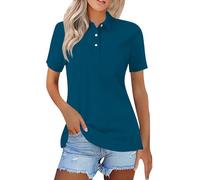 Ladies T Shirts Polo Shirts for Women UK Short Sleeve Summer Tops Basic Blouses Classic Solid Colors Work Casual Office Loose Fit Tops Golf Blue