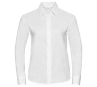 Ladies Tailored Fit Oxford Long Short Sleeve with Top Two Button by Russell