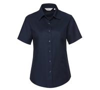 Ladies Tailored Fit Oxford Shirt Short Sleeve with Top Two Button by Russell