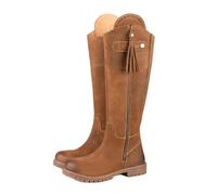 Ladies Tall Leather Boots Spanish Style Womens Knee High Boot Zip Up Riding (Dark Tan, One Size, UK Footwear Size System, Adult, Women, Numeric, Medium, 5)