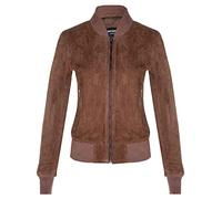 Ladies Tan Brown Goat Suede Bomber Jacket Genuine Leather MA-1 Varsity Retro 3XL