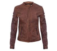 Ladies Tan Vintage Leather Moto Biker Jacket M