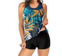 Ladies Tankini Swimwear Sets Hiking Essentials 2 Piece Womens Swimsuit Tankini Top with Shorts Tummy Control Push up Long Swimming Costumes Step Mum Gifts