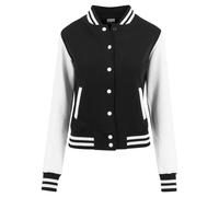 Ladies teddy jacket large sizes urban classic 2-tone college sweat Noir 4XL