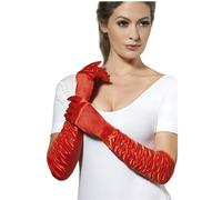 Smiffys Red Temptress Long Gloves Fancy Dress Accessory Lavish Satin One Size