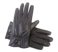 Ladies Thermal Lined Super Soft Fine Leather Warm Winter Gloves - Black - Small-Medium