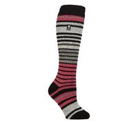 HEAT HOLDERS - Ladies Thick Extra Long Striped 2.3 TOG Winter Thermal Knee High Ski Socks (UK, Numeric, 4, 8, Regular, Regular, Coral/Pink)