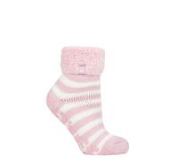HEAT HOLDERS Ladies Lounge Feather Turn Over Cuff Slipper Socks Pack of 1 Queenstown Plain Rose Mauve 4-8