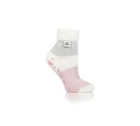 Heat Holders Ladies Cuddly Fluffy Sliper Bed Socks with Feather Top - Ivory/Rose - 4-8 UK