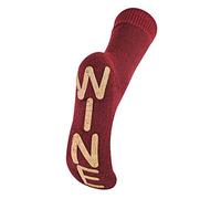 Ladies Thick Thermal Fleece Lined Insulated Novelty Wine Soft Cosy Slipper Socks (Red Wine, 4-8)