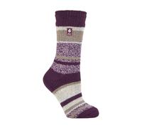 HEAT HOLDERS - Ladies Patterened Warm Winter Fleck Striped Twist Thermal Socks in 10 colours, size 4-8 UK 37-42 eur (Plum (Provence))